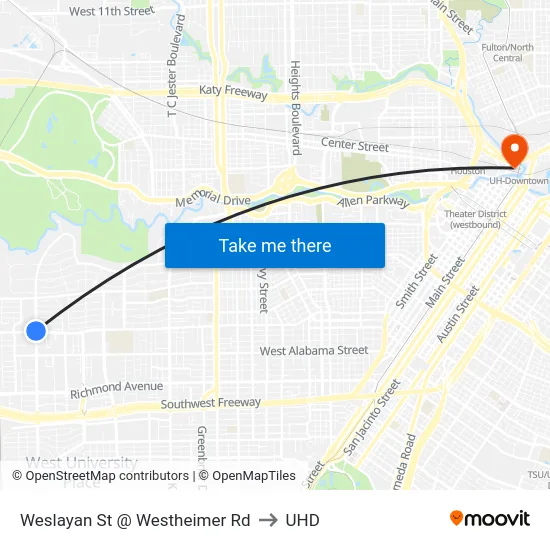 Weslayan St @ Westheimer Rd to UHD map