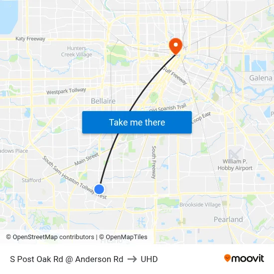 S Post Oak Rd @ Anderson Rd to UHD map