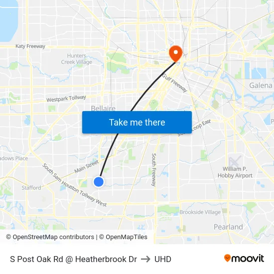 S Post Oak Rd @ Heatherbrook Dr to UHD map