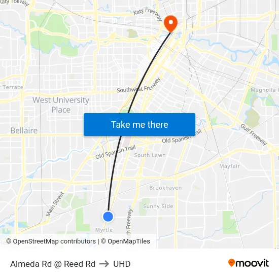 Almeda Rd @ Reed Rd to UHD map
