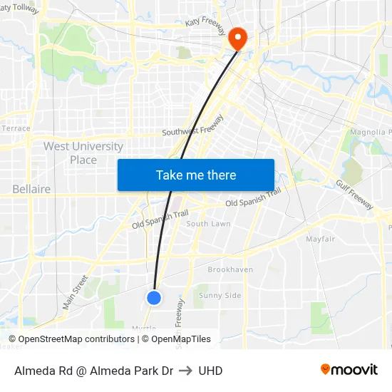 Almeda Rd @ Almeda Park Dr to UHD map