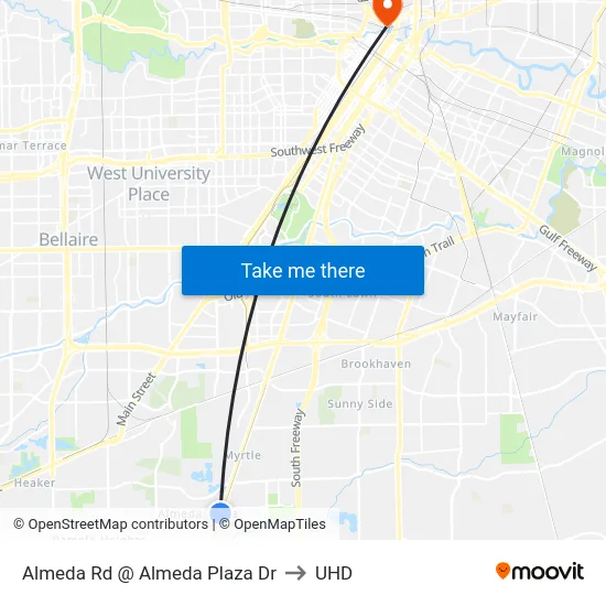 Almeda Rd @ Almeda Plaza Dr to UHD map