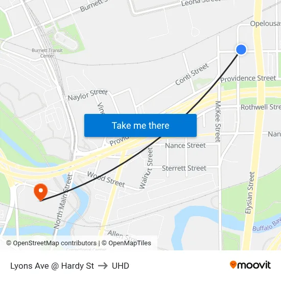 Lyons Ave @ Hardy St to UHD map