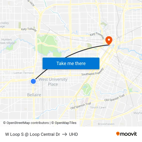 W Loop S @ Loop Central Dr to UHD map