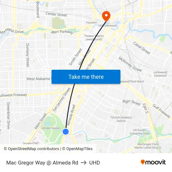 Mac Gregor Way @ Almeda Rd to UHD map