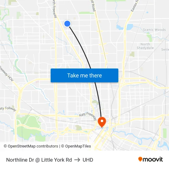 Northline Dr @ Little York Rd to UHD map
