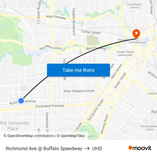 Richmond Ave @ Buffalo Speedway to UHD map