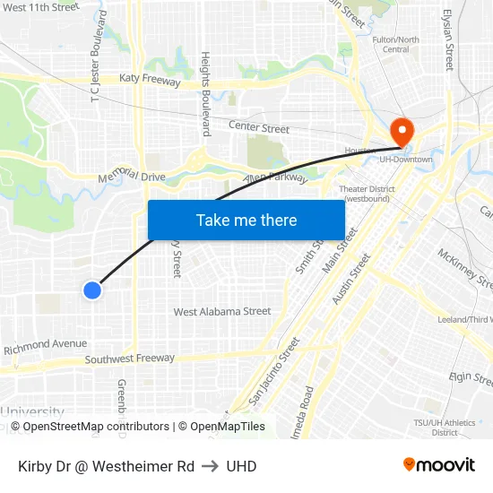 Kirby Dr @ Westheimer Rd to UHD map