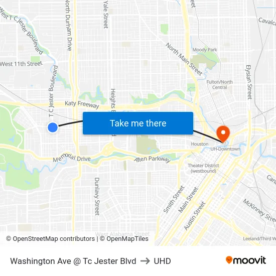 Washington Ave @ Tc Jester Blvd to UHD map