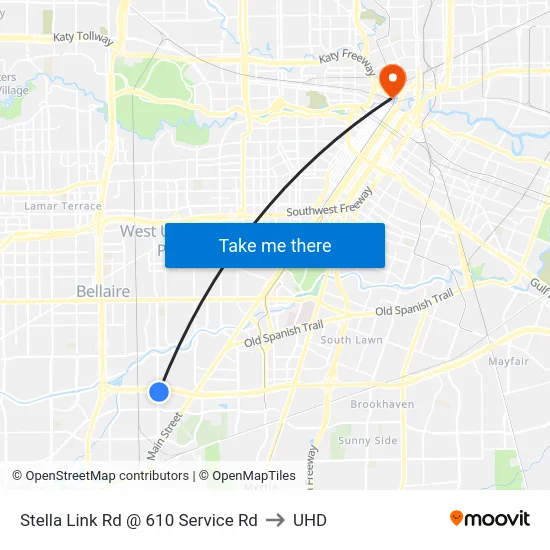 Stella Link Rd @ 610 Service Rd to UHD map