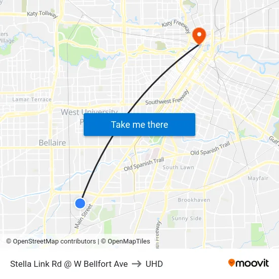Stella Link Rd @ W Bellfort Ave to UHD map