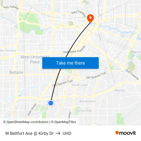 W Bellfort Ave @ Kirby Dr to UHD map
