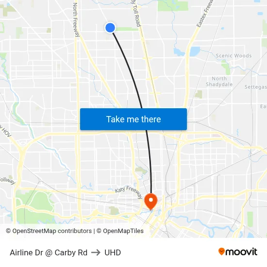 Airline Dr @ Carby Rd to UHD map