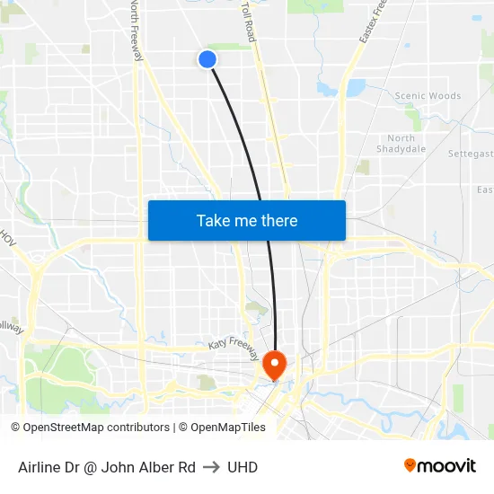 Airline Dr @ John Alber Rd to UHD map