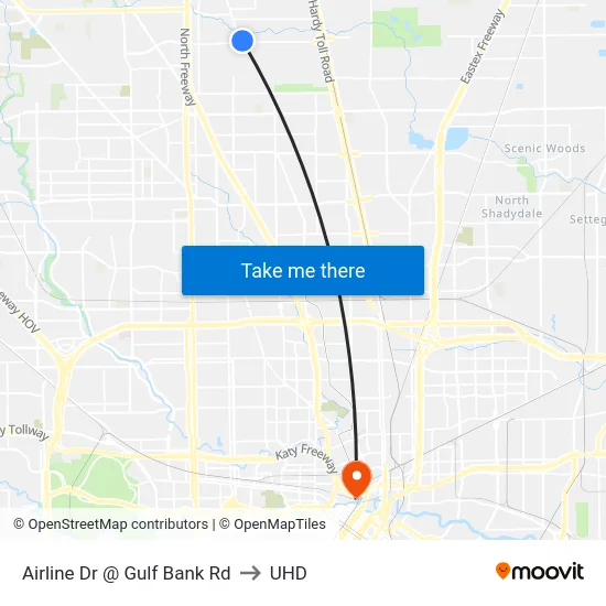 Airline Dr @ Gulf Bank Rd to UHD map