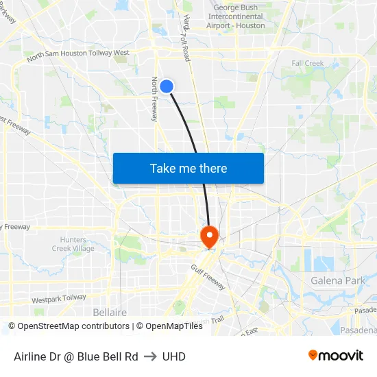 Airline Dr @ Blue Bell Rd to UHD map
