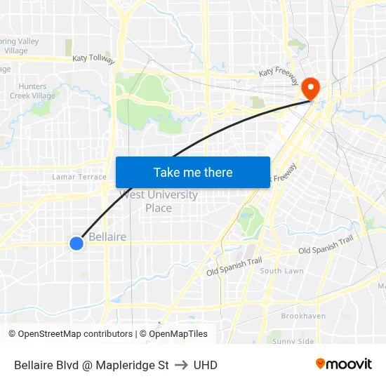 Bellaire Blvd @ Mapleridge St to UHD map
