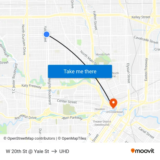 W 20th St @ Yale St to UHD map