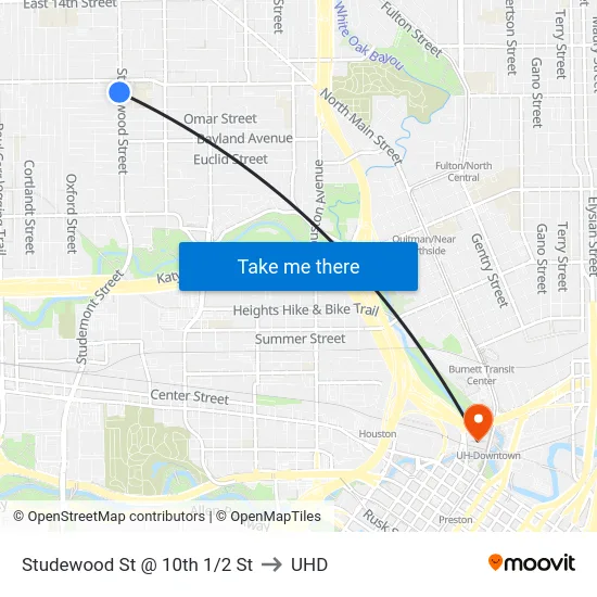 Studewood St @ 10th 1/2 St to UHD map