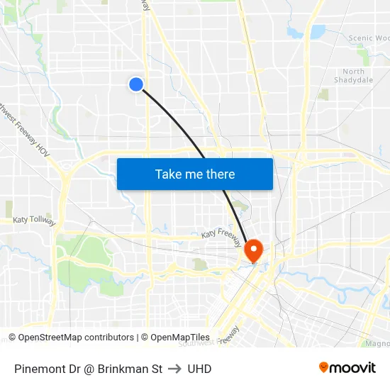 Pinemont Dr @ Brinkman St to UHD map