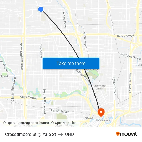 Crosstimbers St @ Yale St to UHD map