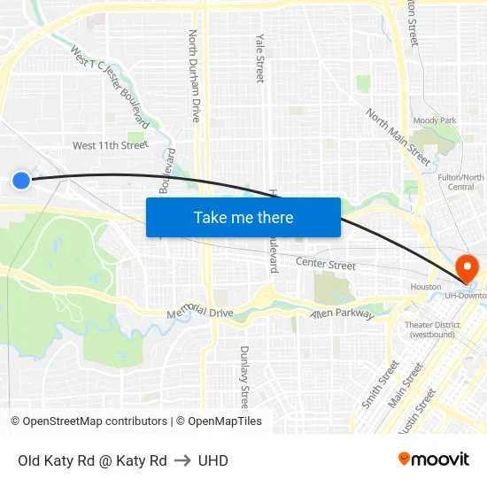 Old Katy Rd @ Katy Rd to UHD map