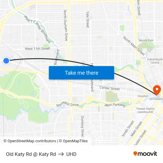 Old Katy Rd @ Katy Rd to UHD map