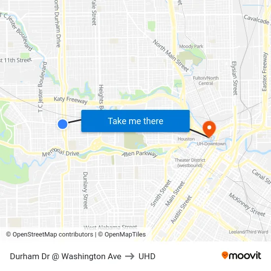 Durham Dr @ Washington Ave to UHD map