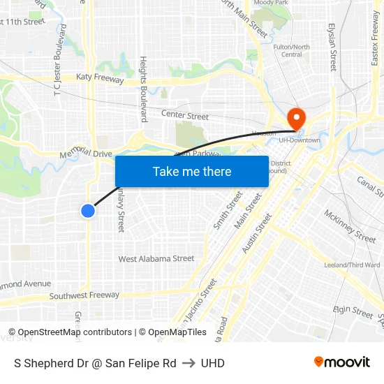 S Shepherd Dr @ San Felipe Rd to UHD map