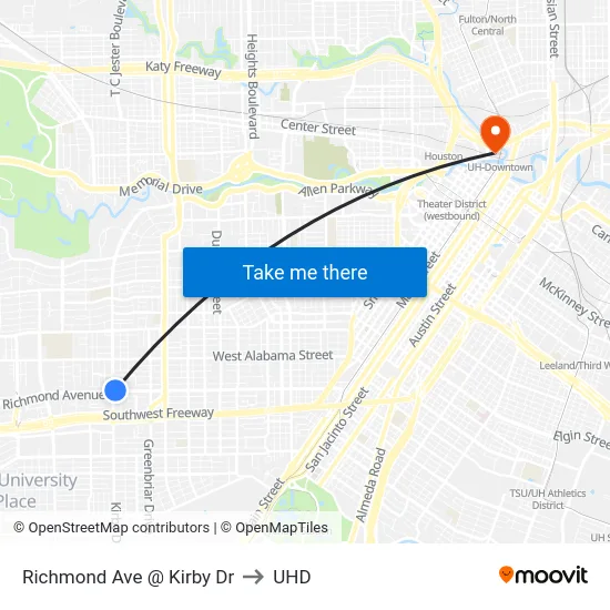 Richmond Ave @ Kirby Dr to UHD map