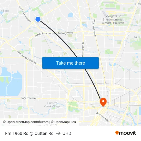 Fm 1960 Rd @ Cutten Rd to UHD map