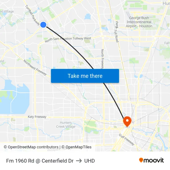 Fm 1960 Rd @ Centerfield Dr to UHD map