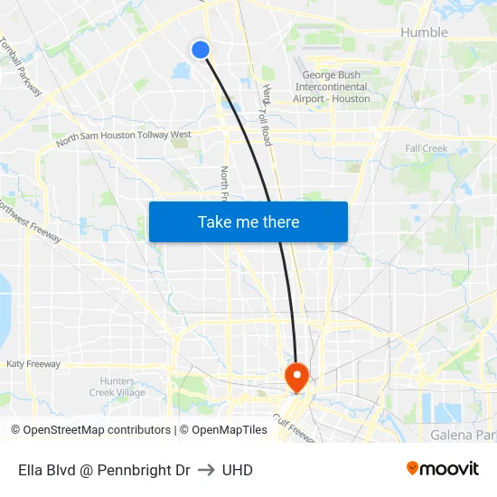Ella Blvd @ Pennbright Dr to UHD map