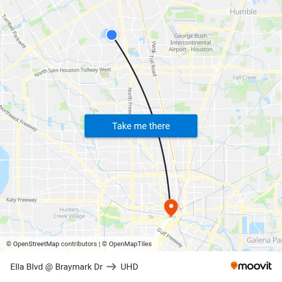 Ella Blvd @ Braymark Dr to UHD map
