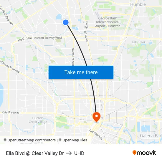 Ella Blvd @ Clear Valley Dr to UHD map