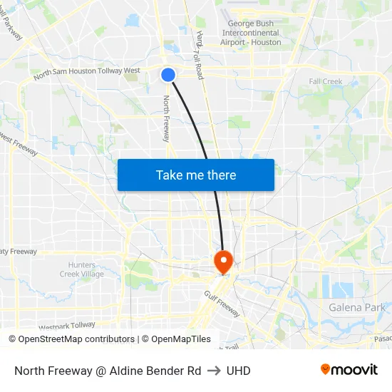 North Freeway @ Aldine Bender Rd to UHD map