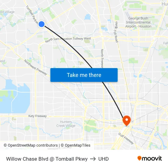 Willow Chase Blvd @ Tomball Pkwy to UHD map