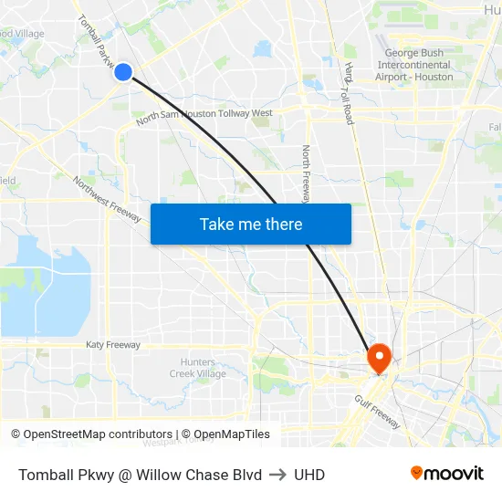 Tomball Pkwy @ Willow Chase Blvd to UHD map