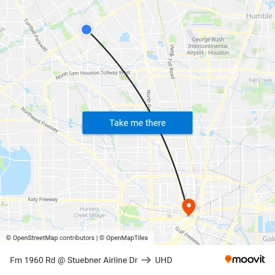 Fm 1960 Rd @ Stuebner Airline Dr to UHD map
