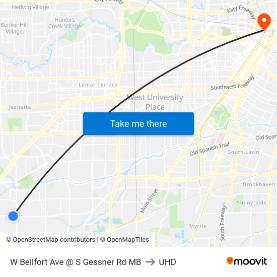W Bellfort Ave @ S Gessner Rd MB to UHD map