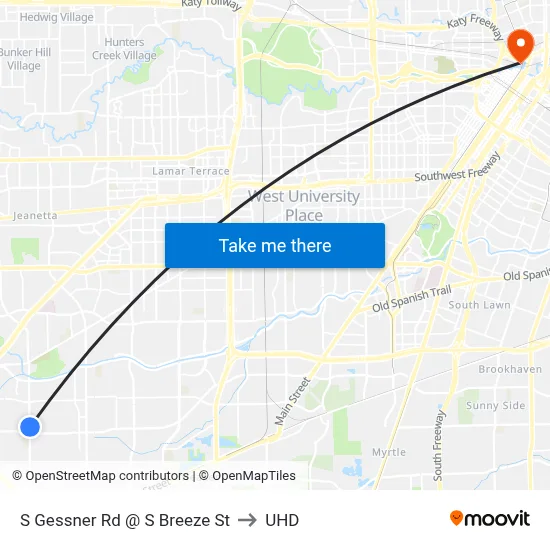 S Gessner Rd @ S Breeze St to UHD map