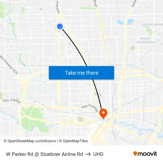W Parker Rd @ Stuebner Airline Rd to UHD map
