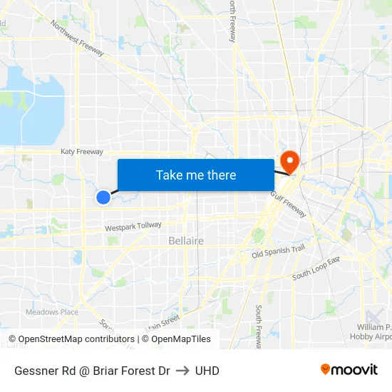 Gessner Rd @ Briar Forest Dr to UHD map