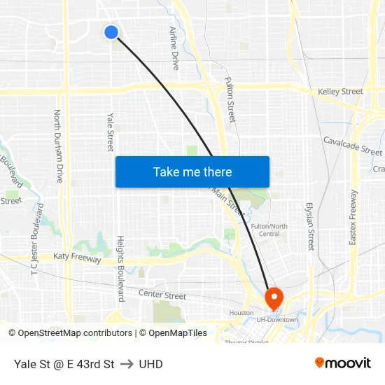Yale St @ E 43rd St to UHD map