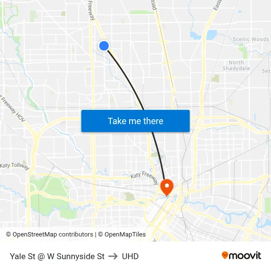 Yale St @ W Sunnyside St to UHD map