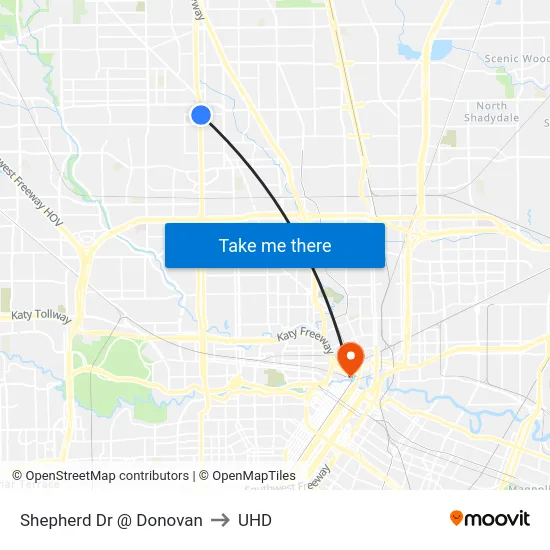 Shepherd Dr @ Donovan to UHD map