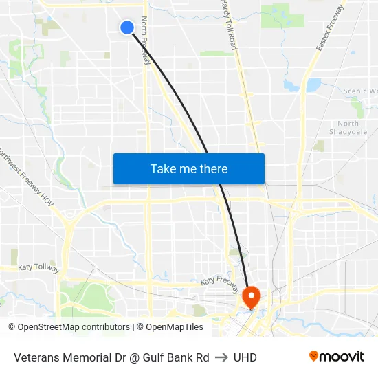 Veterans Memorial Dr @ Gulf Bank Rd to UHD map