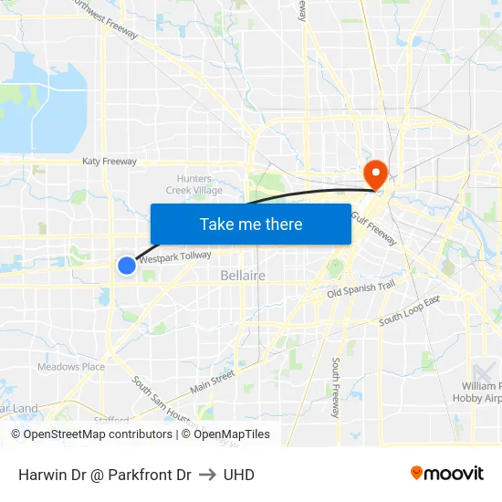 Harwin Dr @ Parkfront Dr to UHD map