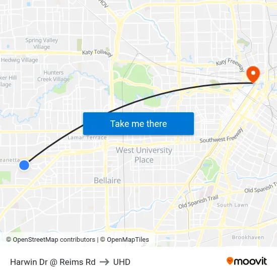 Harwin Dr @ Reims Rd to UHD map