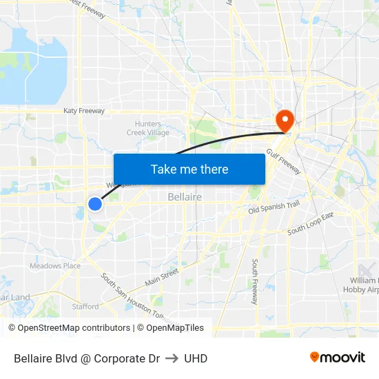 Bellaire Blvd @ Corporate Dr to UHD map
